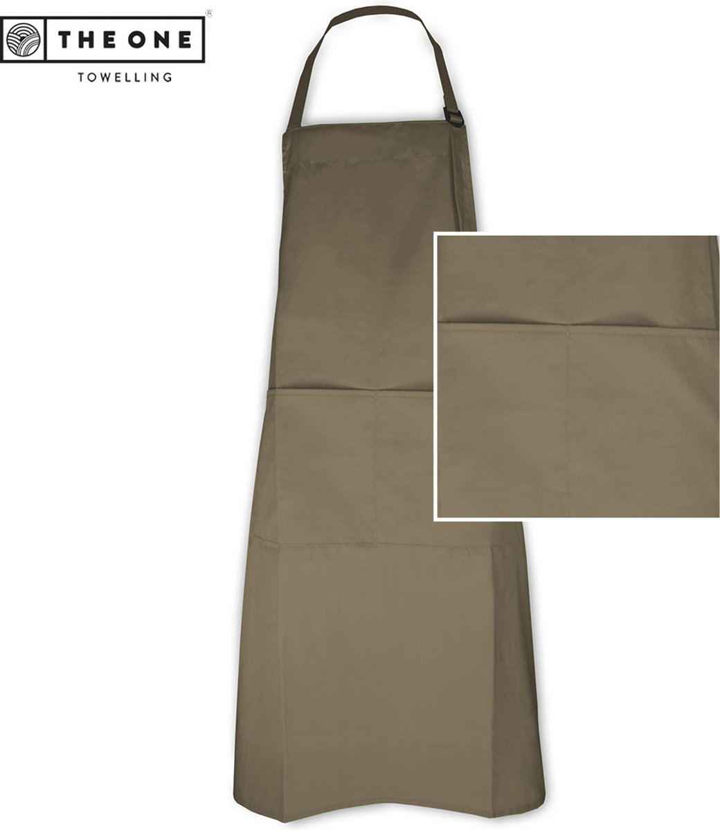 The One Towelling Keukenschort - Schort - Verstelbare band - 35% Katoen / 65% Polyester - One size - Taupe