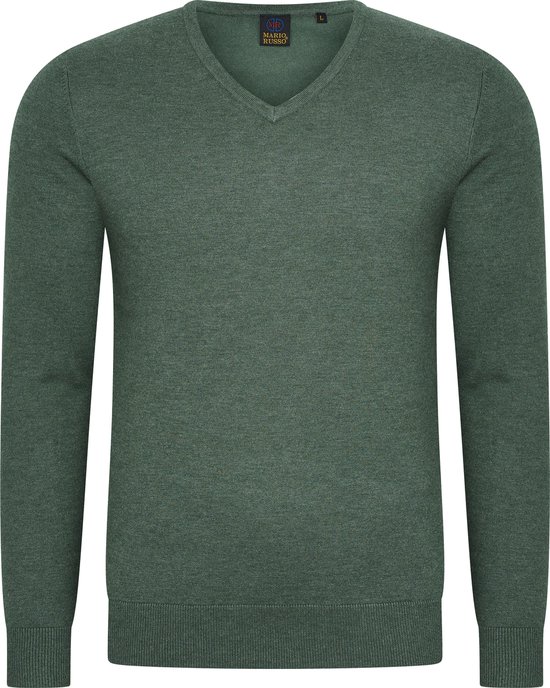 Mario Russo V-Hals Pullover - Trui Heren - Sweater Heren - Groen - L