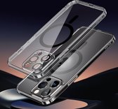 SULADA Electroplated Backcover voor iPhone 15 Pro Max met stootvaste bescherming, lensbeschermer en magnetische ring zwart