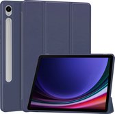 Coque Samsung Galaxy Tab S9 - Protecteur d'écran GlassGuard - SmartDefend Book Case Cover Cuir Blauw & Protecteur d'écran
