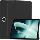 Hoesje geschikt voor OnePlus Pad - Screen Protector GlassGuard - SmartDefend Book Case Cover Leer Zwart & Screenprotector