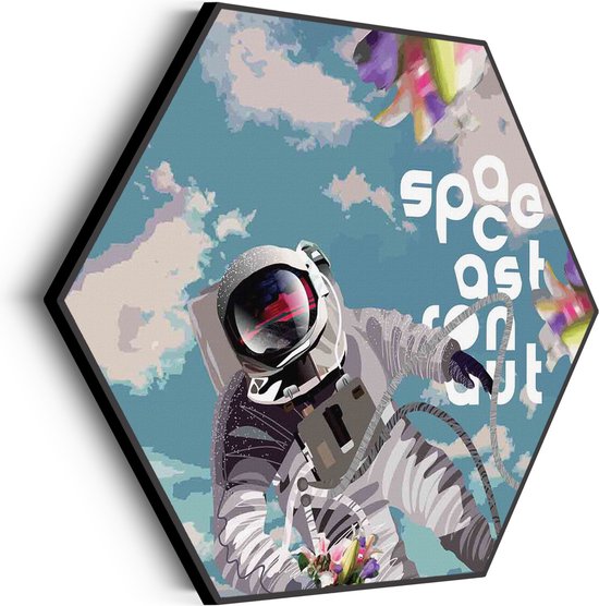 Akoestisch Schilderij Astronaut in de ruimte Hexagon Basic L (100 X 86 CM) - Akoestisch paneel - Akoestische Panelen - Akoestische wanddecoratie - Akoestisch wandpaneel