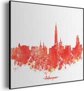 Akoestisch Schilderij Skyline Antwerpen Watecolor Paint Vierkant Basic S (50 X 50 CM) - Akoestisch paneel - Akoestische Panelen - Akoestische wanddecoratie - Akoestisch wandpaneel