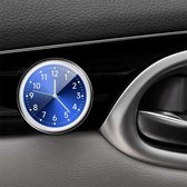 Auto klok- Zilver-blauw - luxe uitstraling - cijfers - auto accessoires - mini klok - klok voor in de auto - zwart - 43 mm