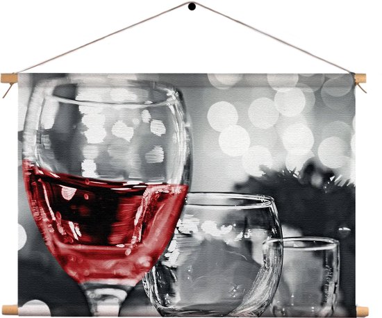 Textielposter Drink Rode Wijn Rechthoek Horizontaal XXL (85 X 120 CM) - Wandkleed - Wanddoek - Wanddecoratie