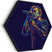 Akoestisch Schilderij Kleurrijke Zanger 02 Hexagon Basic L (100 X 86 CM) - Akoestisch paneel - Akoestische Panelen - Akoestische wanddecoratie - Akoestisch wandpaneel