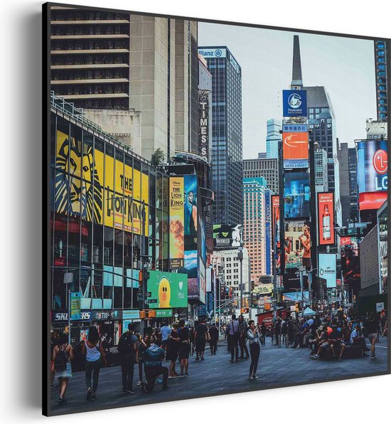 Akoestisch Schilderij Times Square New York Vierkant Pro M (65 X 65 CM) - Akoestisch paneel - Akoestische Panelen - Akoestische wanddecoratie - Akoestisch wandpaneel