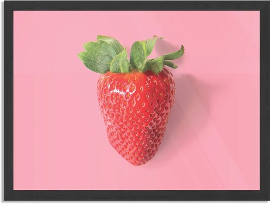 Poster Strawberry Rechthoek Horizontaal Met Lijst XL (70 X 50 CM) - Zwarte Lijst - Wanddecoratie - Posters