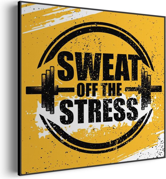 Akoestisch Schilderij Sweat Off Time Stress Vierkant Basic XL (100X100) - Akoestisch paneel - Akoestische Panelen - Akoestische wanddecoratie - Akoestisch wandpaneel