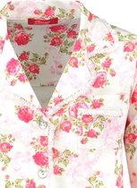 Exclusief Luxueus Kinder nachtkleding Luxe mooie zacht roze Girly Pyjama van Hanssop met verfijnde kant rand details en luxe kraag verwerking, Meisjes Pyjama, zacht roze rozen bloem print, maat 176