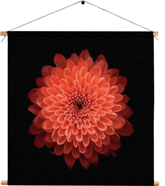 Textielposter Oranje Dahlia Vierkant XL (60 X 60 CM) - Wandkleed - Wanddoek - Wanddecoratie