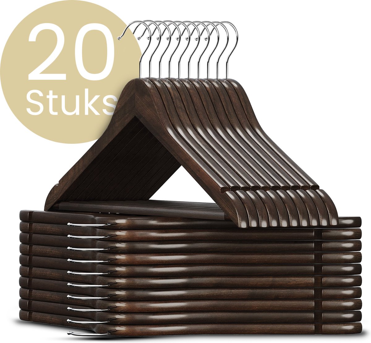 Kinderkledinghanger van massief hout, 10 stuks, houten hanger voor