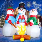 Opblaasbare drie kerstsneeuwpoppen - 152 cm - met ledverlichting - Waterbestendig - kerstdecoratie - Kerstmis - IP44 weerbestendig - reuzenfiguur - Sneeuwpop - voor binnen en buiten - decoratie voor tuin - gazon - erf