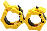 MJ Sports Premium Jaw Collars - Halterstangsluiters - Lock Jaw Collar Set - Olympische Barbell - Fitness - Set van 2 - 50mm - Geel