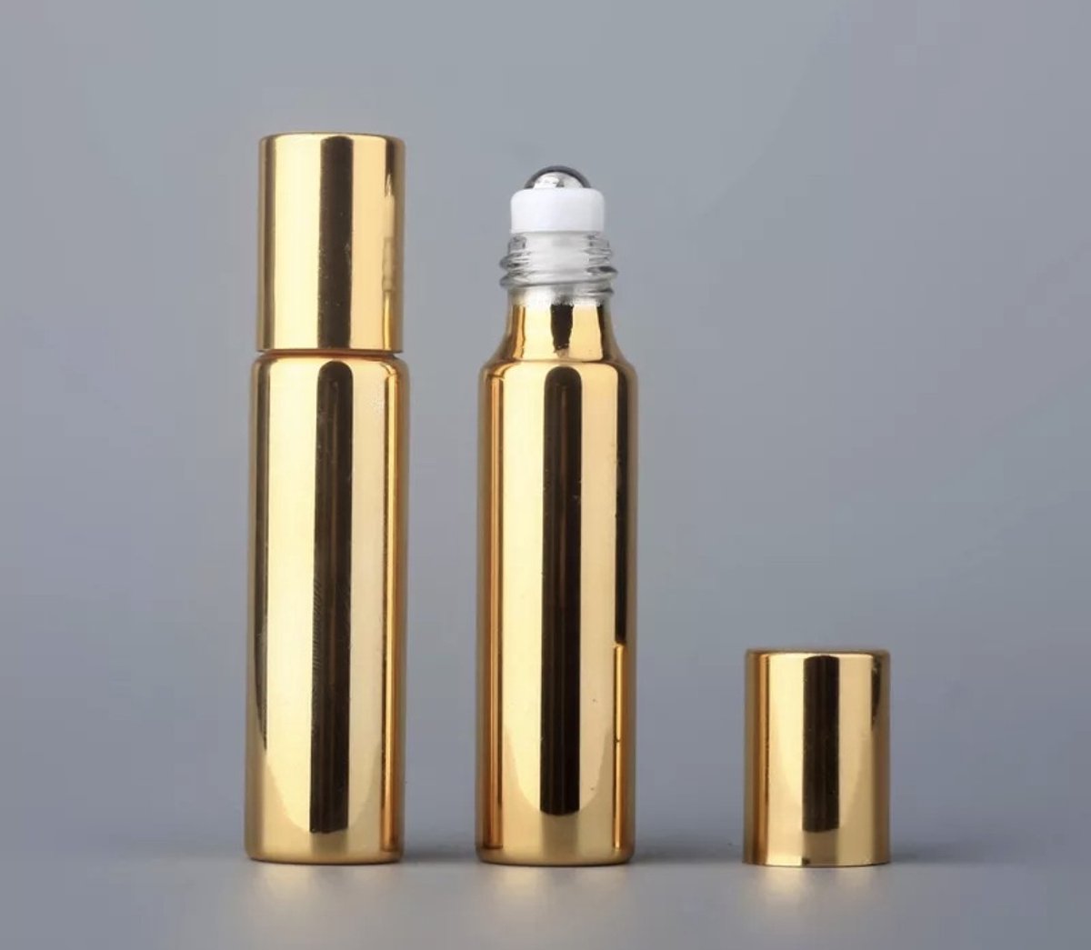 Essentiële olie roller flesjes - Goudkleurig - 10 ml - 3 stuks - Rollerflesjes - Parfum rol-on fles - Rvs bal.