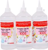 Knutsellijm Set voor Kinderen 3x 500 ml - Transparante, Veilige Peuterlijm - Ideaal voor School en Hobby's - Niet-toxisch en Uitwasbaar