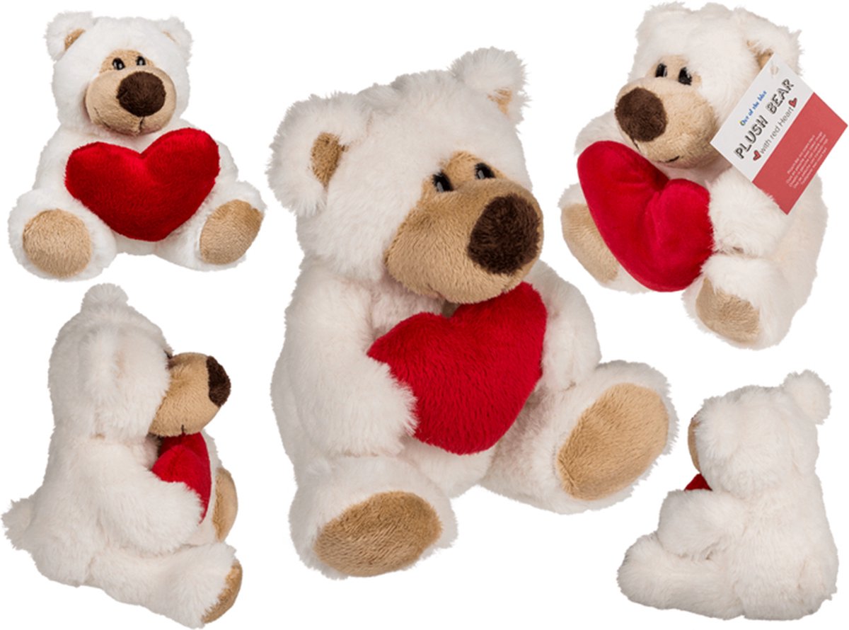 Pluche knuffelbeertje met rood hartje - 15 cm - Valentijnsdag decoratie/cadeau - Liefde — afbeelding 7