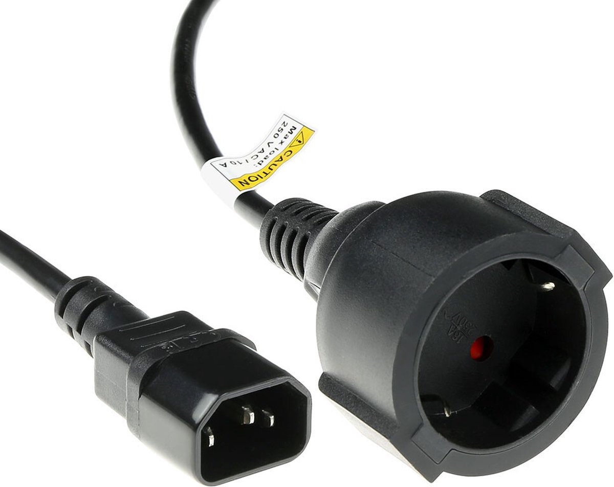 Image of ACT Netsnoer C14 - Type F female (max. stroom 10A) zwart 0,6 m AK5219