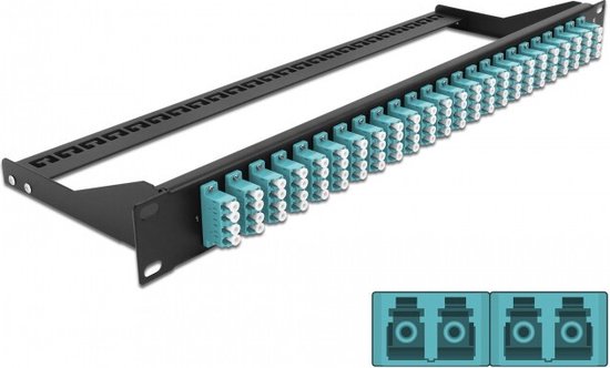 19 inch Fiber patch panel 24 Port LC Quad Aqua