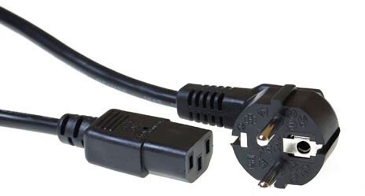 Image of ACT Netsnoer Schuko CEE 7/7 male (haaks) - C13 IEC 60320 zwart 1 m AK5146