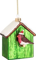 Vogelhuisje met roodborstje kerstbal - Sass & Belle