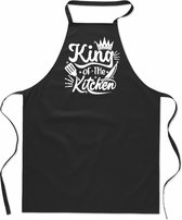 Tekstschort - Keukenschort - kookschort - King of the Kitchen - 100% katoen - verjaardag en feest - cadeau - kado - unisex - zwart