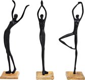 G.Wurm - Set/3 - Beelden - Sculpturen - Beweging - Hout en Metaal - 10x10x50cm