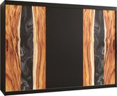 Zweefdeurkast Kledingkast met 3 schuifdeuren Garderobekast slaapkamerkast Kledingstang met planken (LxHxP): 250x250x60 cm - Natural (Zwart, 250)