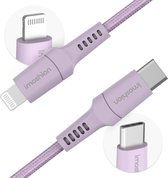 iMoshion Kabel - Geschikt voor Lightning naar USB C Kabel - 1 meter - Oplaadkabel geschikt voor iPhone 11/12/13/14 - Stevig gevlochten materiaal - Lila
