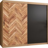 Zweefdeurkast Kledingkast met 2 schuifdeuren Garderobekast slaapkamerkast Kledingstang met planken (LxHxP): 200x200x60 cm - Poppy (Artisan, 200)