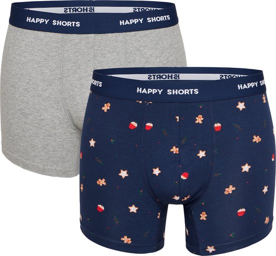 Happy Shorts 2-Pack Kerst Boxershorts Heren Koekjes - Maat L