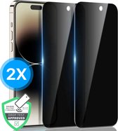 15 Pro Privacy Screenprotector - 2 Stuks - Plakgarantie - Volledig Bedekt - Stofvrij - Beschermglas - Military Grade - Scherm - Screen Protector - Geschikt voor iPhone 15 Pro - Zwart
