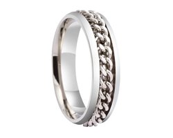 Plux Fashion Ketting Ring - Zilver - maat 60 - 1,9cm - Stainless Steel - Dames - Heren - Sieraden - Zilveren Ringen – Chain Ring - Sieraden Cadeau - Luxe Style - Duurzame Kwaliteit - Kerst - Black Friday