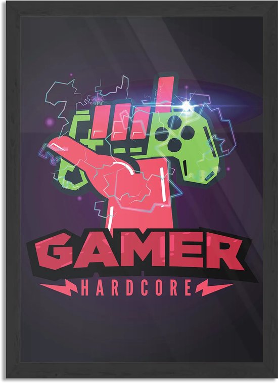 Poster Gamer Hardcore Rectangle Vertical Avec Cadre M (30 X 40 CM) - Cadre  Noir 