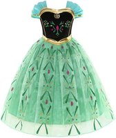 Prinses - Anna jurk - Prinsessenjurk - Verkleedkleding - Feestjurk - Sprookjesjurk - Groen - Maat 98/104 (2/3 jaar)