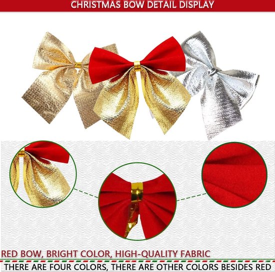 allgala Kerst decoratieve strikken voor krans slinger boomtopper kerstboom ( 18 Jumbo 1-PK) -XBW93041