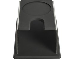 World Coffee Gear - Tamper Station - Zwart - Siliconen top en bodem - geborsteld staal - barista essential - losse bodem pad