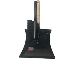 Synx Tools Handveger en blik Luxe metaal Stoffer en blik - Zwart - Bezem - Schoonmaakartikelen - bezem binnen - veger en blik