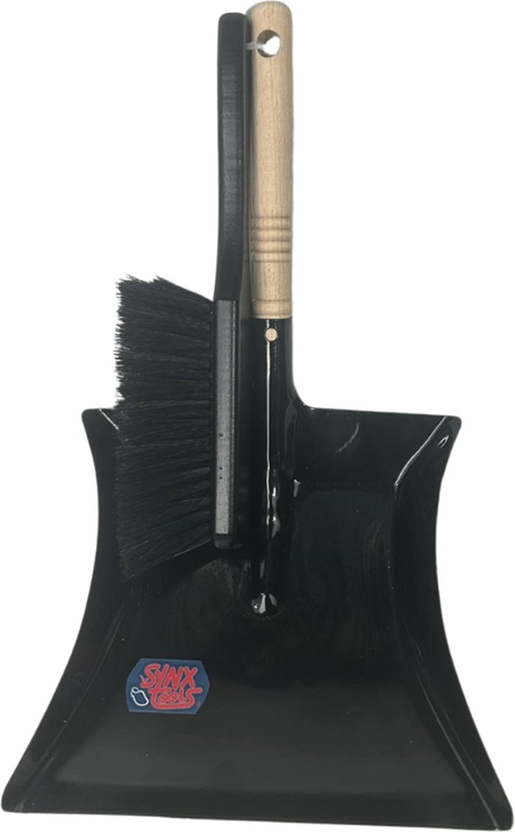 Goedkoopste Synx Tools Handveger en blik Luxe metaal Stoffer en blik - Zwart - Bezem - Schoonmaakartikelen - bezem binnen - veger en blik