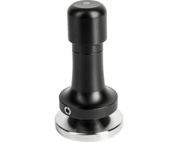 World Coffee Gear - Espresso Tamper - Instelbare drukkracht - Koffie - 58mm doorsnede - LET OP voor poartafilter 58mm (meet ajb op) - Barista essential - Zwart aluminium en vlakke RVS bodem