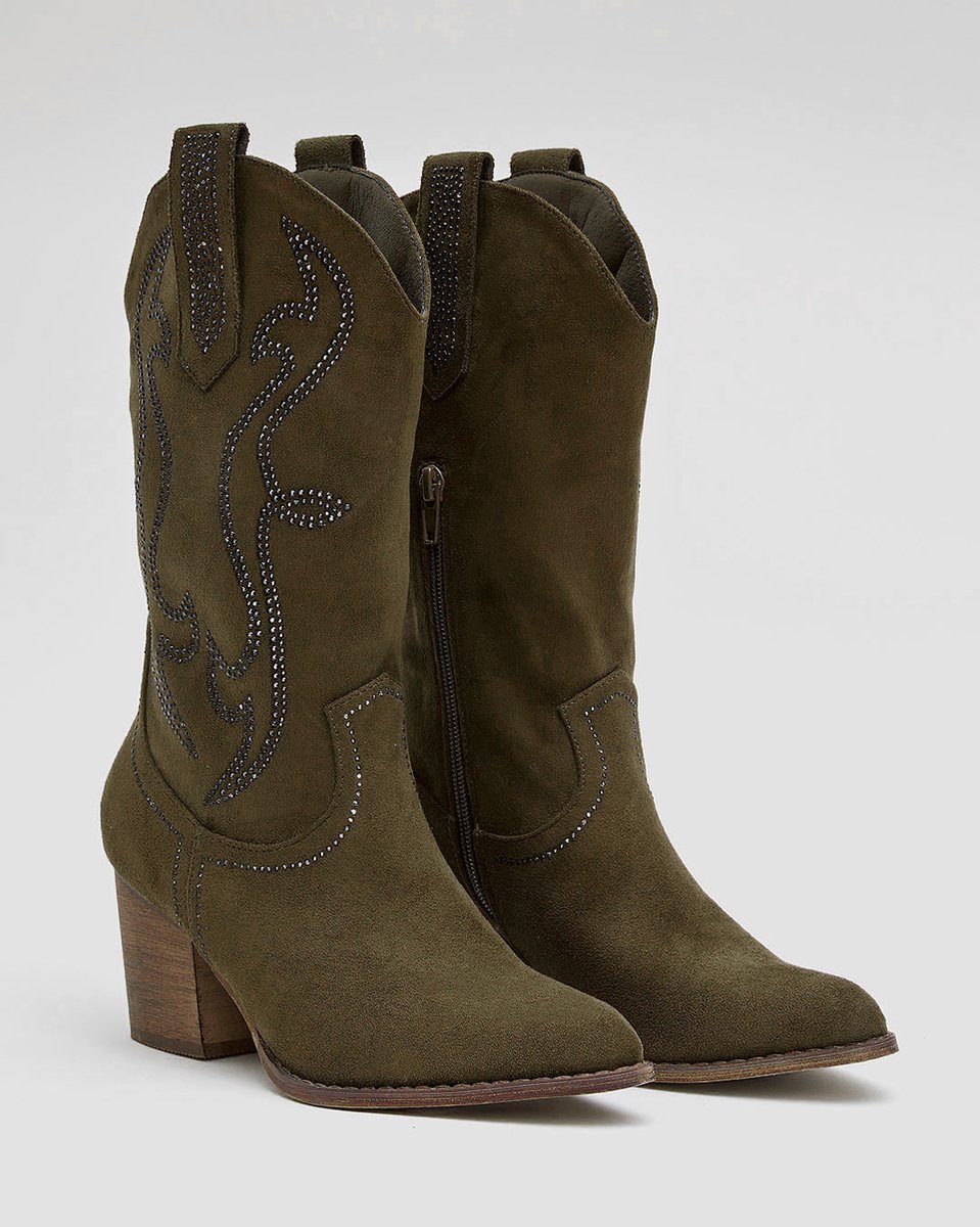 Dames Cowboylaarzen - Groen - Suedine - Maat 36