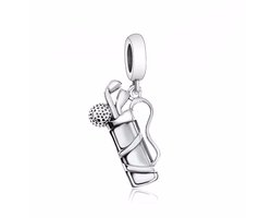 Fler® | Bedel | Past op populaire bedel armbanden (standaard-3mm) | armbandbedel | Golftas Bedel | Golf sport | Hangbedel Charm | 925 sterling zilver | Meerkleurig | Armband Kraal | Vriendschap, Verjaardagsgeschenk, Kado, Kerstcadeau