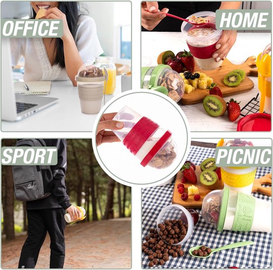 EYNEL 4 Pack On The Go 22oz ontbijtbekers met deksels en