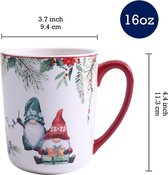 Christmas gnom Ceramic Mug Set of 4 Coffee Tea Drinks Microwave Dishwasher Safe