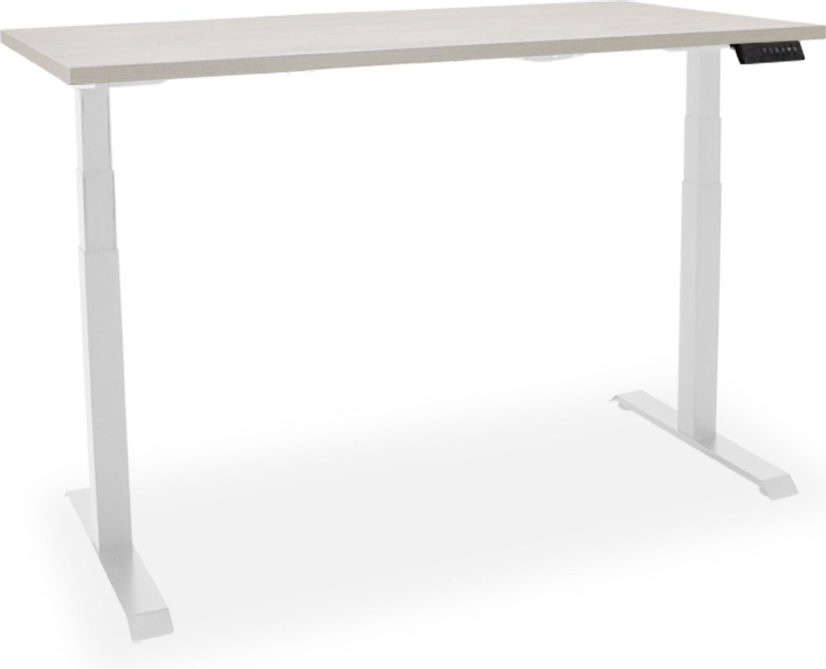 Essential elektrisch zit-sta bureau - 120x80cm - light oak/wit