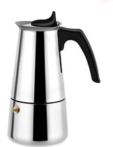 Espressokoker, 450 ml, roestvrij staal, voor 9 kopjes, zilveren mokkakan, mokapot, campingkoffiekoker, eetperssokoffiezetapparaat, klein, geschikt voor warmtebronnen