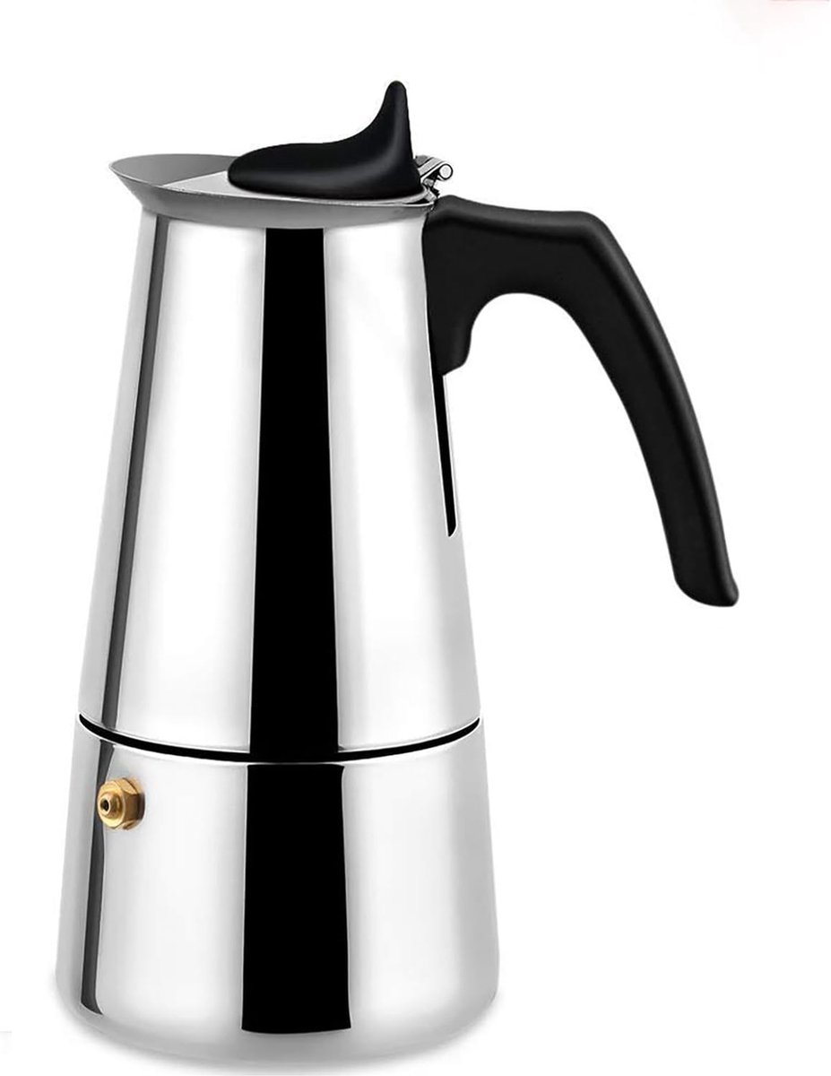Espressokoker 450 ml roestvrij staal voor 9 kopjes zilveren mokkakan mokapot campingkoffiekoker eetperssokoffiezetapparaat klein geschikt voor warmtebronnen