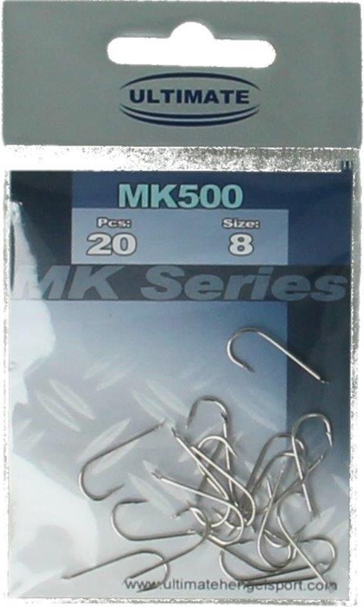 20 Stuks - Ultimate haak met bledje maat 8 - MK500 - haken - vissen - brasem - baars - worm - wormhaak - mais - vishaak