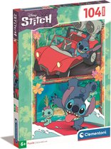 Clementoni Supercolor Disney Stitch Puzzle – Super Puzzle – 104 pièces – Puzzles pour enfants – À partir de 6 ans