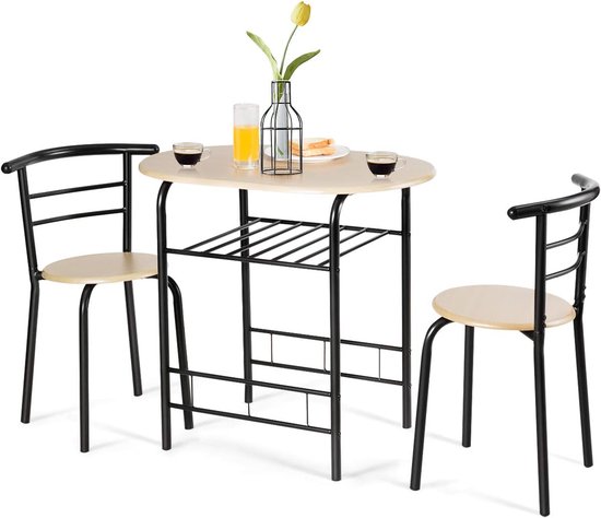 Yaheetech 3-delige rotan balkonset, tuinmeubelset incl. 2 stoelen met 6